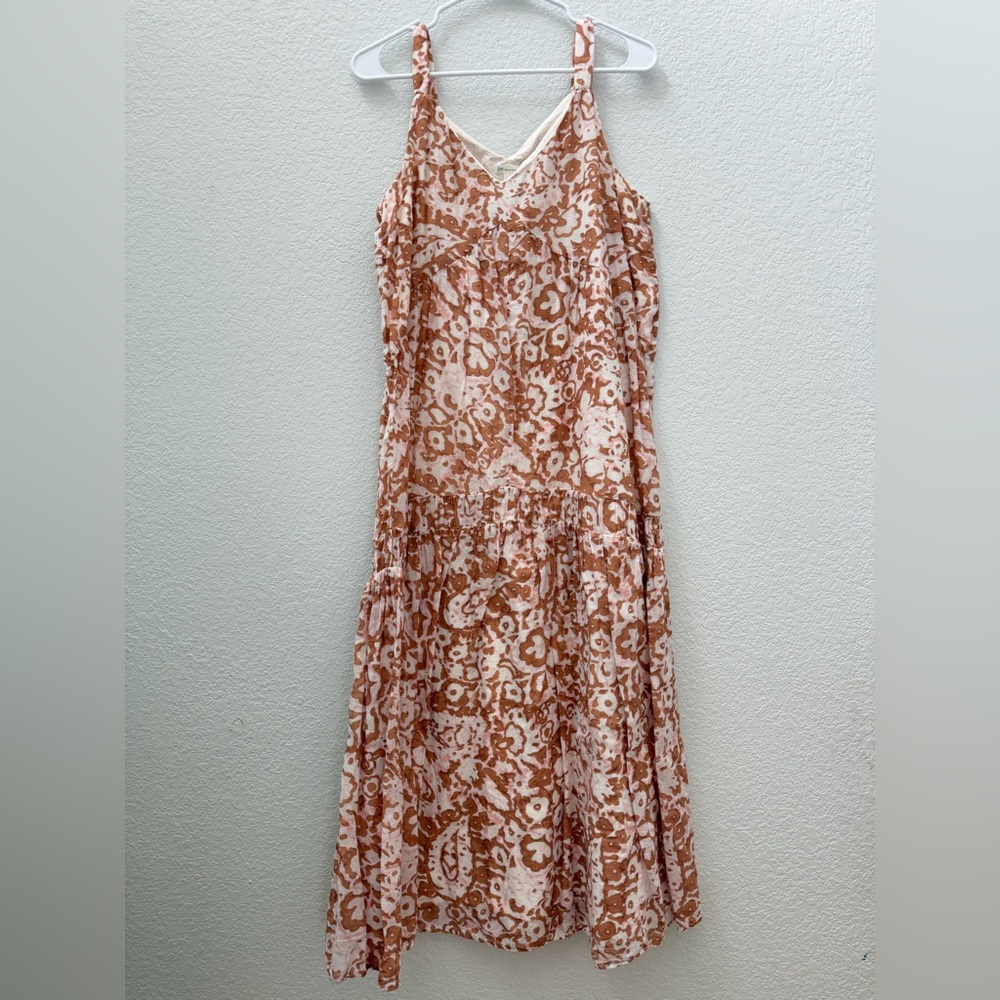 Joie Limited Edition Floral Tiered Maxi Dress - Tan and Cream, Size Medium